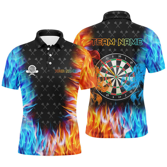 Individuelles Dartboard Feuer Und Wasser Herren Poloshirt, Dart Trikot TDM1218