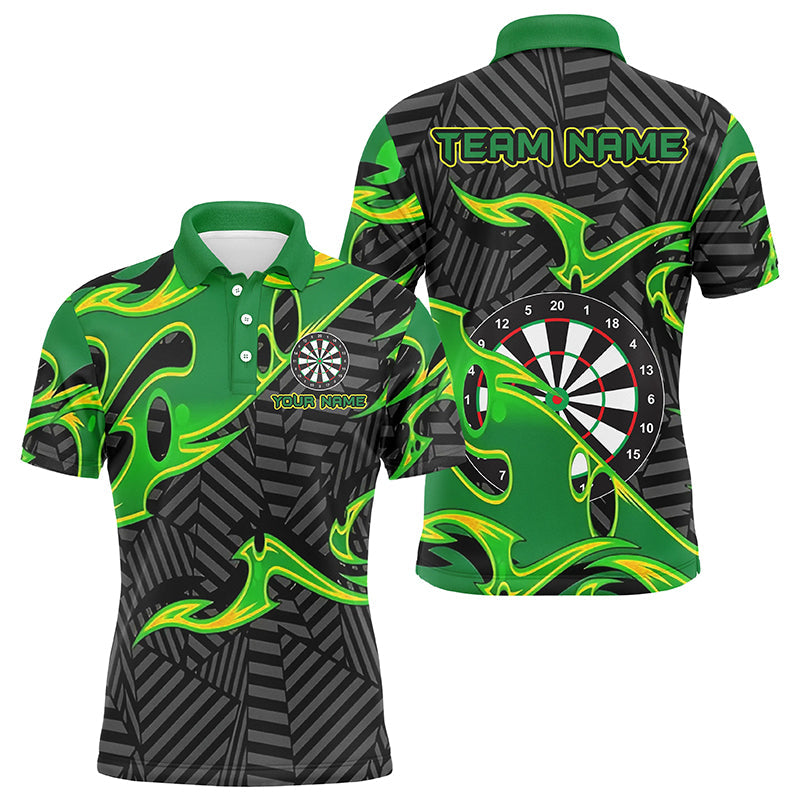 Individuelles Schwarzes Grünes Dart Poloshirt Für Herren, Dart Teamtrikot TDM1427
