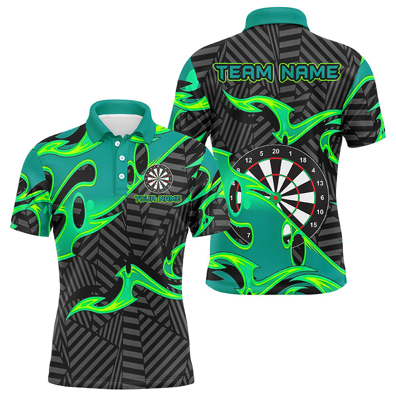 Individuelles Schwarzes Türkises Dart Poloshirt Für Herren, Dart Teamtrikot TDM1428