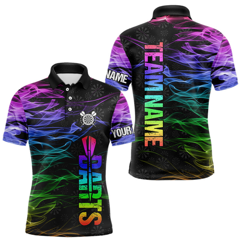 Individuelles Regenbogen Feuer Rauch Dart Poloshirt für Herren – Team Dart Trikot TDM3886
