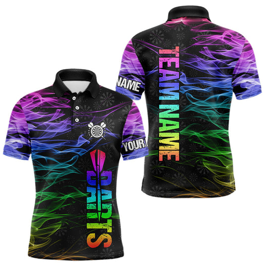 Individuelles Regenbogen Feuer Rauch Dart Poloshirt für Herren – Team Dart Trikot TDM3886