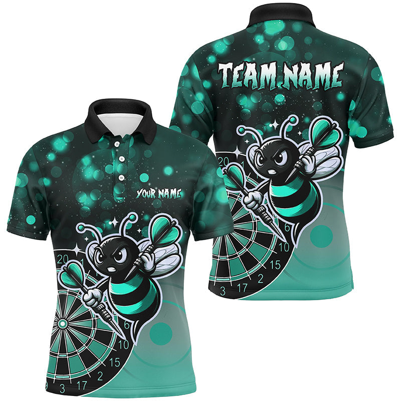 Individuelles Türkises Dart Bienen Herren Poloshirt, Lustiges Darttrikot Geschenk TDM2201
