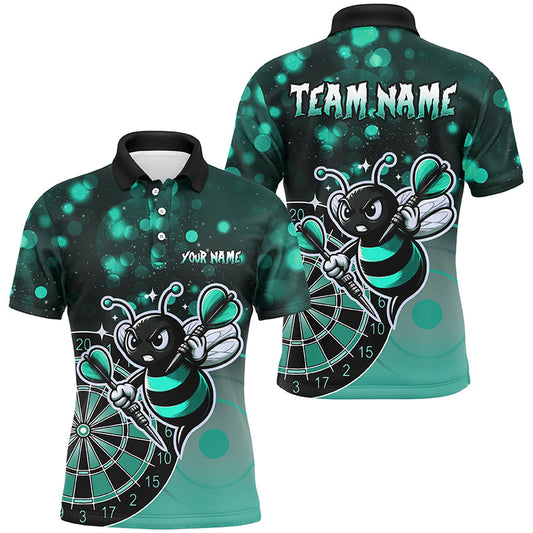 Individuelles Türkises Dart Bienen Herren Poloshirt, Lustiges Darttrikot Geschenk TDM2201