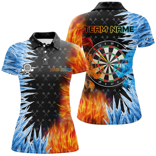 Personalisierte Dartscheibe Eis & Feuer 3D Damen Dartshirt – Individuelle Teamtrikots TDM2474