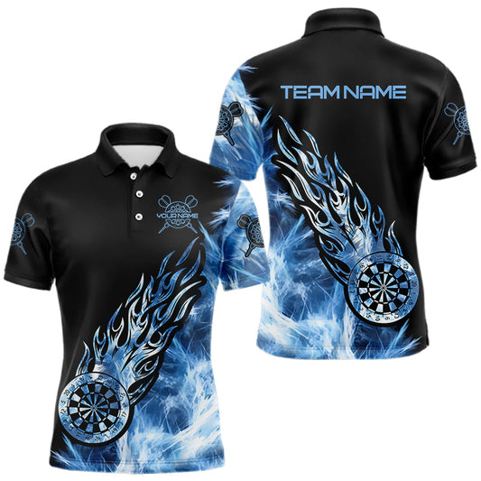 Individuelles schwarz-blaues eisiges Licht-Dart-Poloshirt für Herren, Dartshirt Darttrikot TDM3411