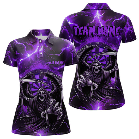 Lila Totenskelett personalisiertes Donner Blitz Damen-Dartshirt, Darttrikot TDM3550