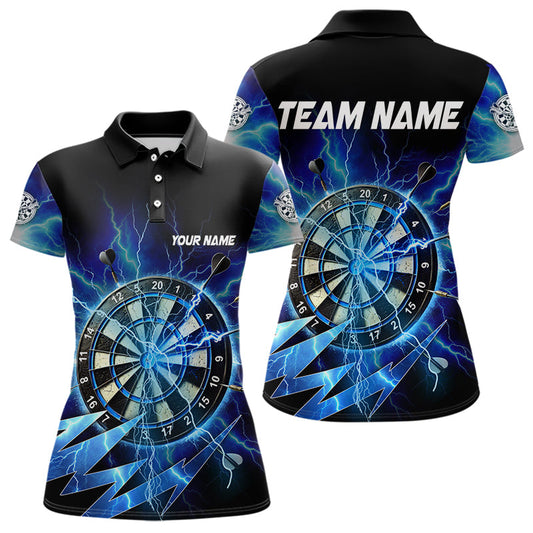 Blaues Dartboard Sturm Blitz Dartshirts für Damen, personalisierte Darttrikots TDM3553