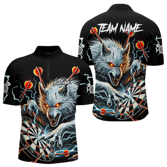 Individuelles Wolf Thunder Lightning Dart Viertelreißverschluss Herren Shirt – Dart Trikot TDM3710