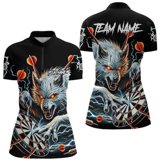 Individuelles Wolf Donner Blitz Dart Damen Quarter Zip Shirt – Dart Trikot TDM3710