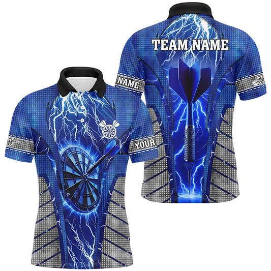 Individuelles Blaues Dartbrett Donner Blitz Herren Poloshirt, Dart Teamtrikot TDM2215