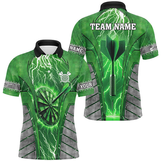 Individuelles Grünes Dartbrett Donner Blitz Herren Poloshirt, Dart Teamtrikot TDM2216