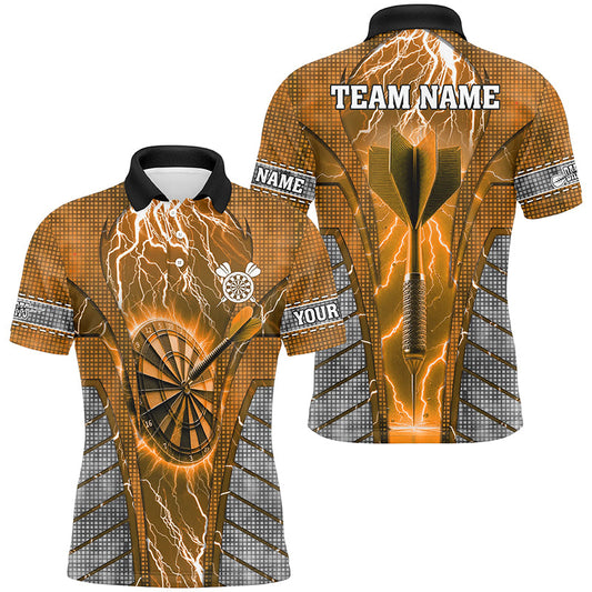Individuelles Oranges Dartbrett Donner Blitz Herren Poloshirt, Dart Teamtrikot TDM2217