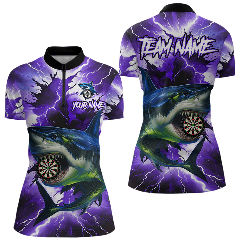 Lila Thunder-Lightning Storm Shark Dartshirt Für Damen – Teamtrikot Polo & 1/4 Zip TDM4570