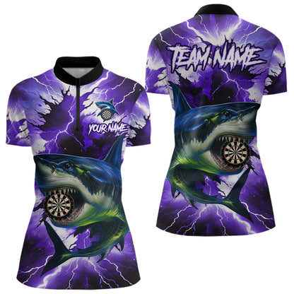Lila Thunder-Lightning Storm Shark Dartshirt Für Damen – Teamtrikot Polo & 1/4 Zip TDM4570