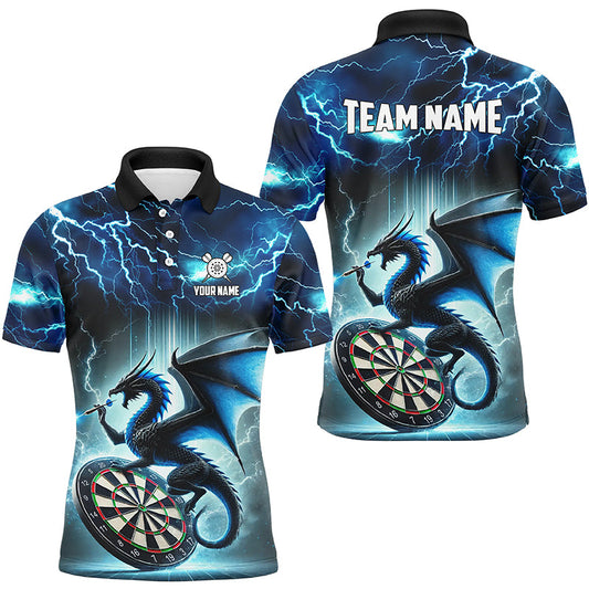 Individuelles Donner Blitz Drache Dart Poloshirt Für Herren, Blaues Dart-Teamtrikot TDM2476