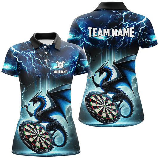 Individuelles Donner Blitz Drache Dart Poloshirt Für Herren, Blaues Dart-Teamtrikot TDM2476