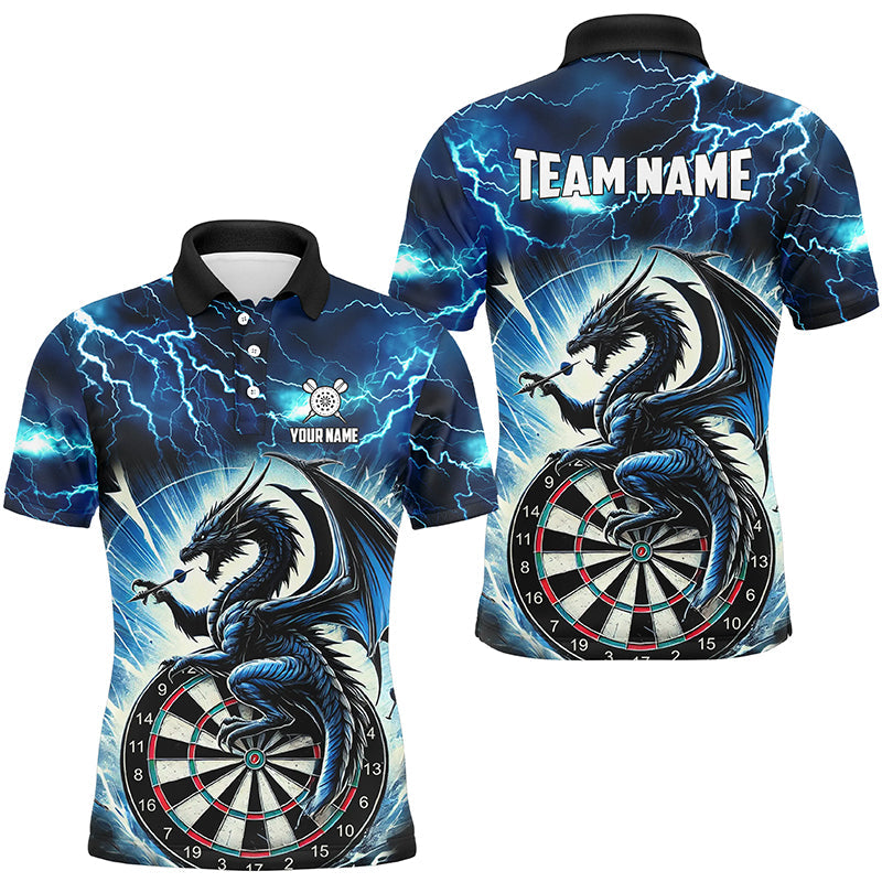 Individuelles Donner Blitz Drache Dart Poloshirt Für Herren, Blaues Dart-Teamtrikot TDM2477