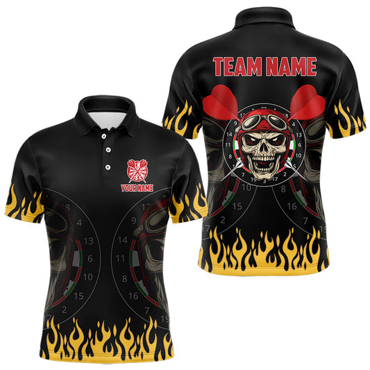 Individuelles Feuer-witziger Schädel-Dart-Poloshirt für Herren, Dartshirt Darttrikot TDM3425
