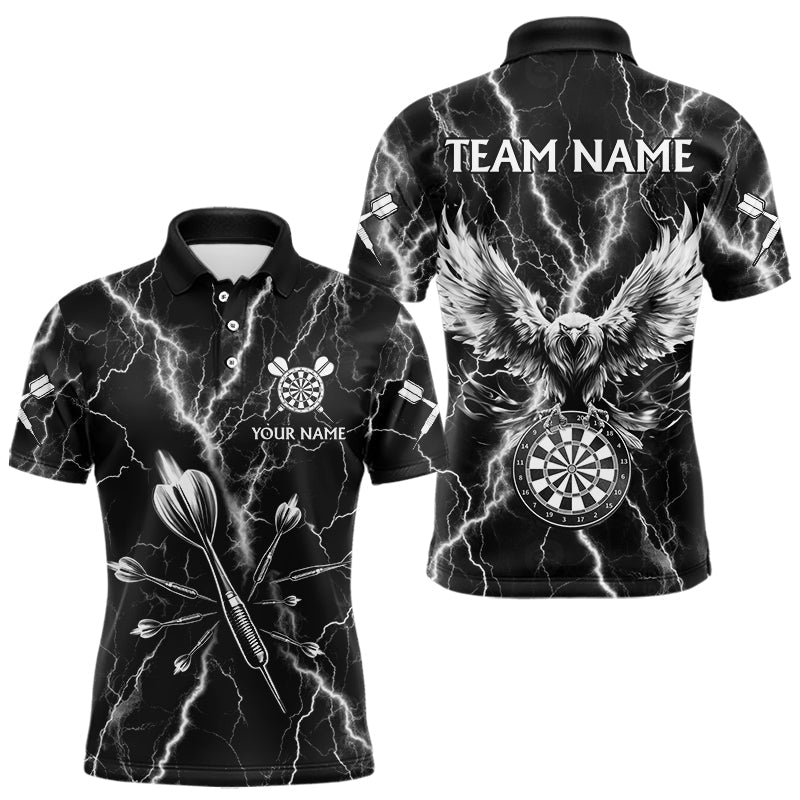 Personalisierte Schwarz Weiß Darts Pfeil Donner Blitz Herren Dartshirts Adler Darttrikots TDM3730