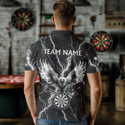 Personalisierte Schwarz Weiß Darts Pfeil Donner Blitz Herren Dartshirts Adler Darttrikots TDM3730