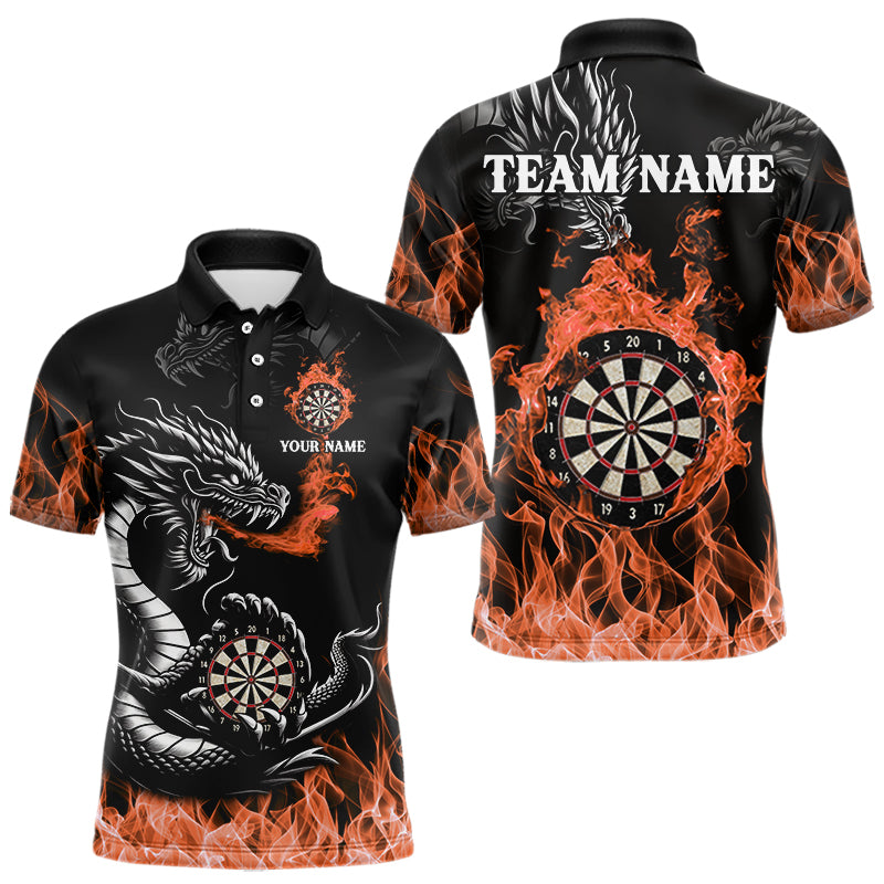 Personalisierte Orange Flaming-Dragon Dartshirts Für Herren – Teamtrikot Polo & 1/4 Zip TDM4593