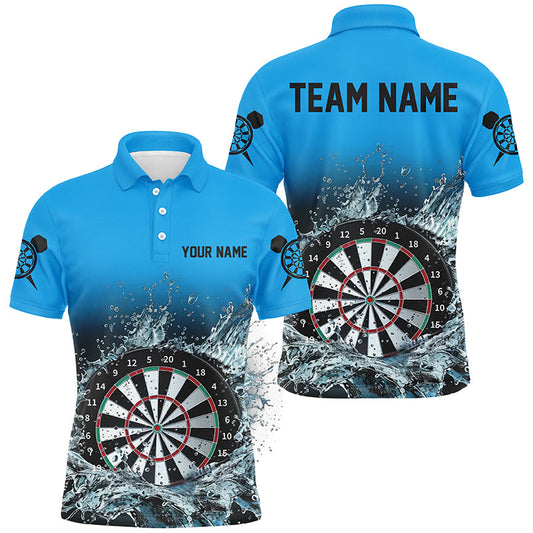 Individuelles Blaues Dartbrett Im Wasser Dart Poloshirt Für Herren, Darttrikot Team Outfit TDM1464