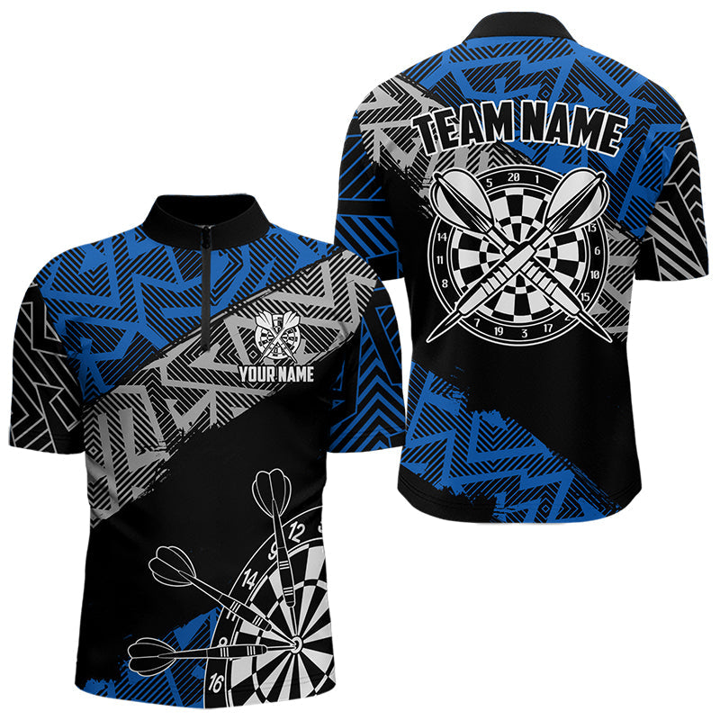 Individuelles Zig-Zag Muster Viertelreißverschluss Herren Shirt, Dart Shirt Dart Trikot Lila TDM3445