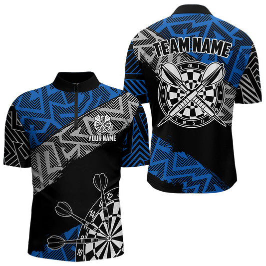 Individuelles Zig-Zag Muster Viertelreißverschluss Herren Shirt, Dart Shirt Dart Trikot Lila TDM3445