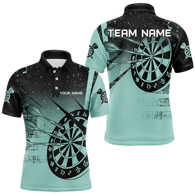 Individuelles türkisfarbenes Grunge-Dart-Poloshirt für Herren, Dartshirt Darttrikot TDM3446