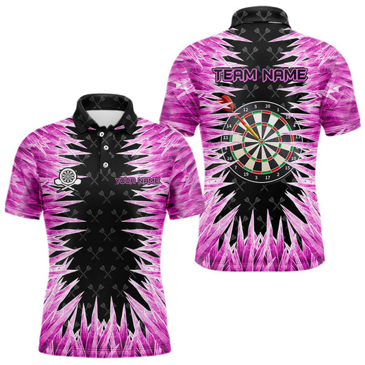 Individuelles pink-eisiges Dartbrett-Dart-Poloshirt für Herren, cooles Dart-Teamtrikot TDM3583