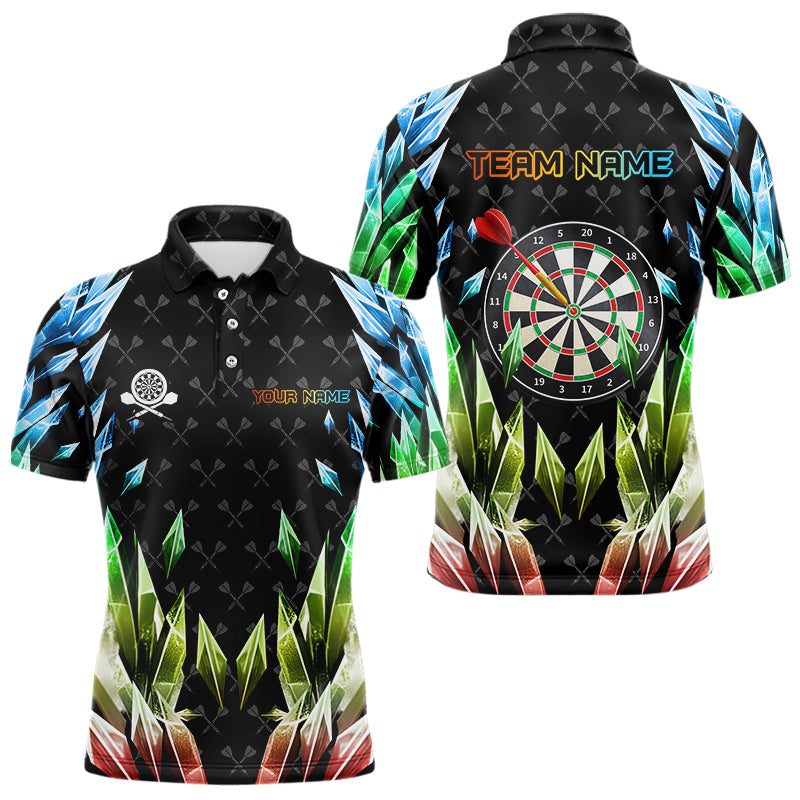 Individuelles bunt-eisiges Dartbrett-Dart-Poloshirt für Herren, cooles Dart-Teamtrikot TDM3584