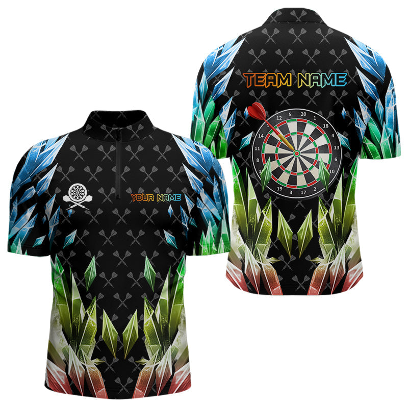 Individuelles Dartboard Bunt Icy Dart Viertelreißverschluss Herren Shirt, Cool Dart Trikot Team TDM3584