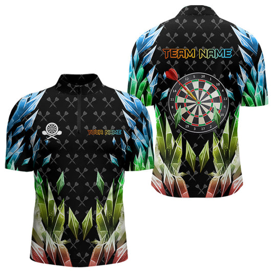 Individuelles Dartboard Bunt Icy Dart Viertelreißverschluss Herren Shirt, Cool Dart Trikot Team TDM3584