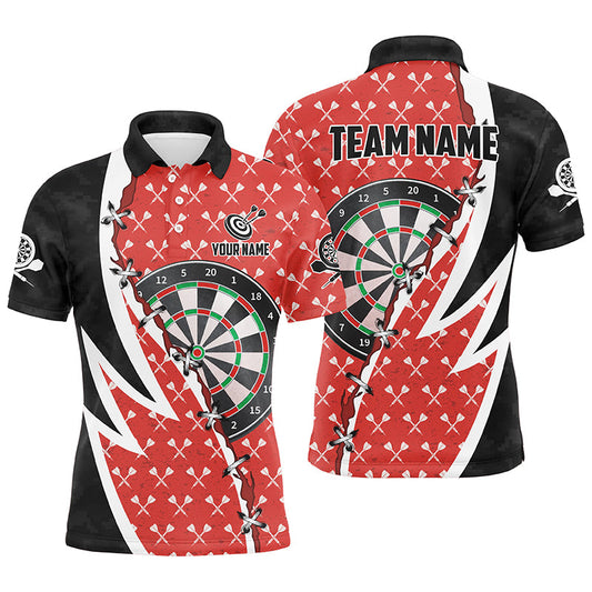 Individuelles Dartbrett Schwarz Rot Herren Poloshirt, Dart Teamtrikot TDM1256