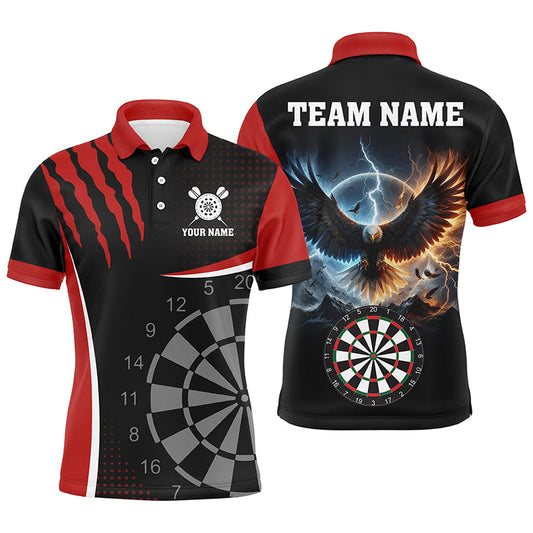 Individuelles Adler Dartbrett Donner Blitz Herren Poloshirt, Darttrikot Rot TDM1260
