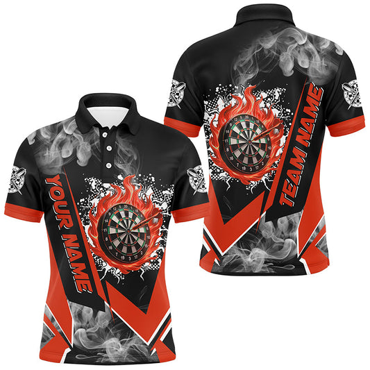 Individuelles Dartbrett Feuerflamme Rauch-Dart-Poloshirt für Herren, Dart-Teamtrikot Rot TDM3008