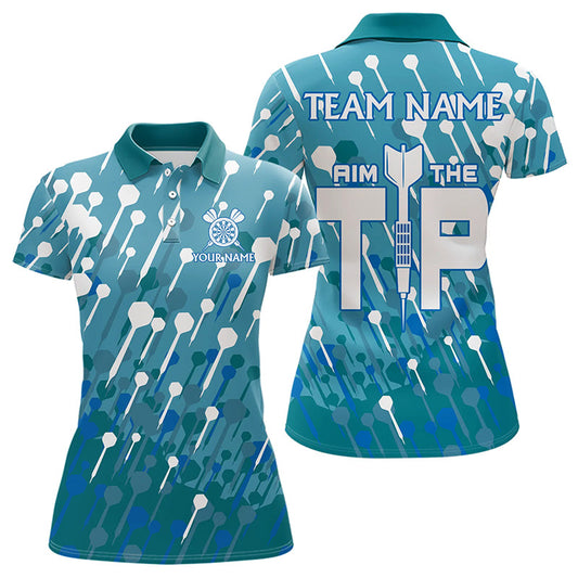 Ziel die Spitze Pfeilmuster Individuelles Dart-Poloshirt für Damen, Team Dart-Trikot Blau TDM3246