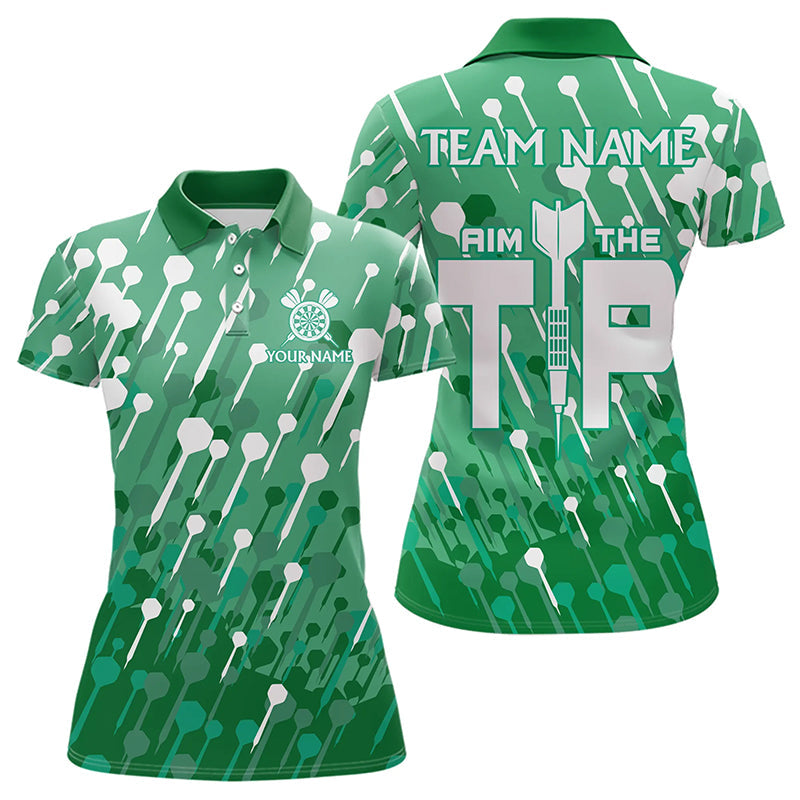 Ziel die Spitze Pfeilmuster Individuelles Dart-Poloshirt für Damen, Grünes Dart-Team Dart-Trikot TDM3248