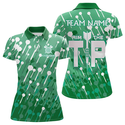 Ziel die Spitze Pfeilmuster Individuelles Dart-Poloshirt für Damen, Grünes Dart-Team Dart-Trikot TDM3248