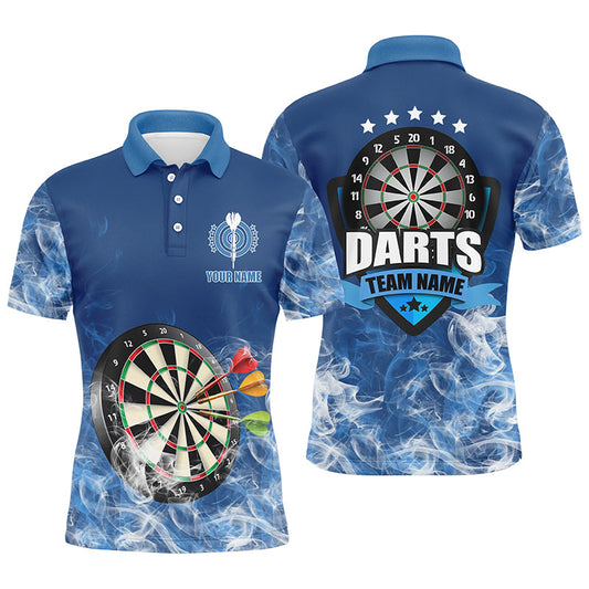 Individuelles Blaues Dartbrett Rauch Herren Poloshirt, Dart Team Name Trikot TDM1270