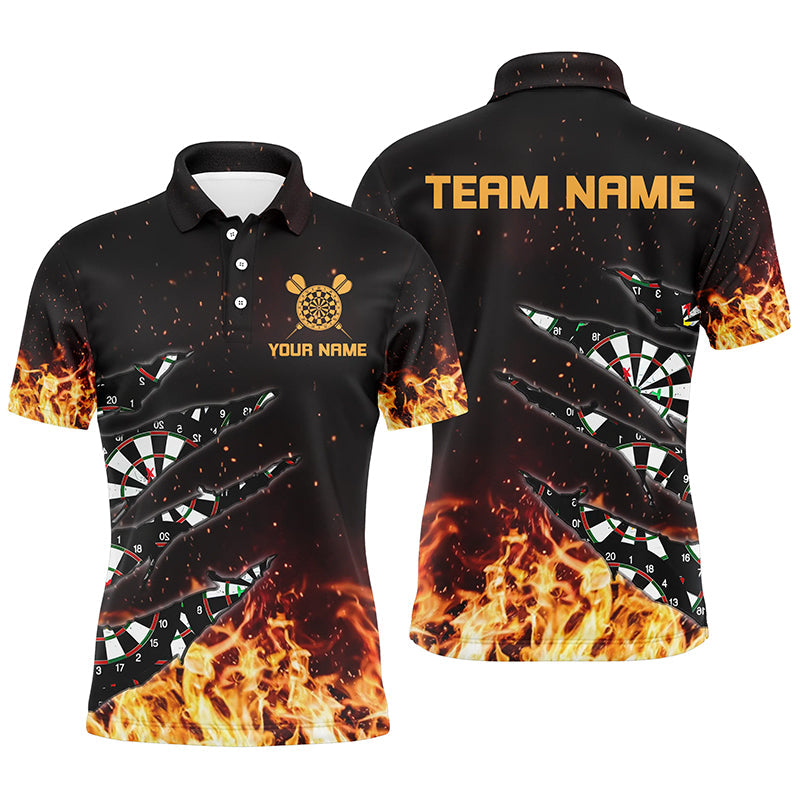 Individuelles Dartbrett Feuerflamme Herren Poloshirt, Dart Spieler Shirts, Darttrikot TDM1271