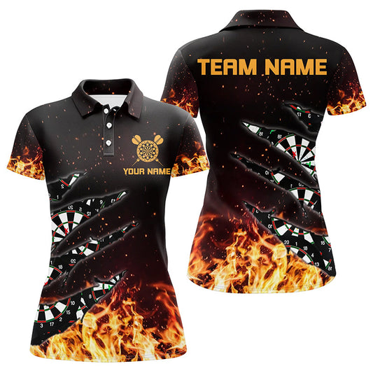 Individuelles Dartbrett Feuerflamme Herren Poloshirt, Dart Spieler Shirts, Darttrikot TDM1271