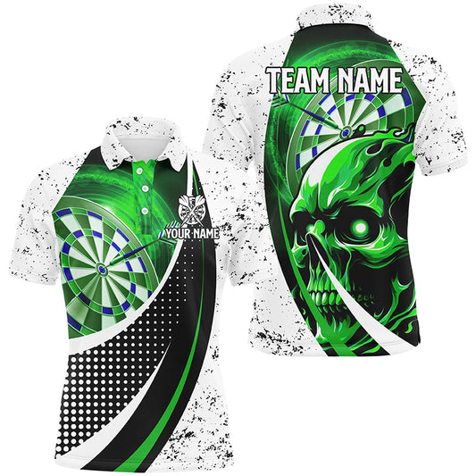 Individuelles Grunge Grünes Dartbrett Skelett Dart Poloshirt Für Herren, Team Liga Darttrikot TDM2262
