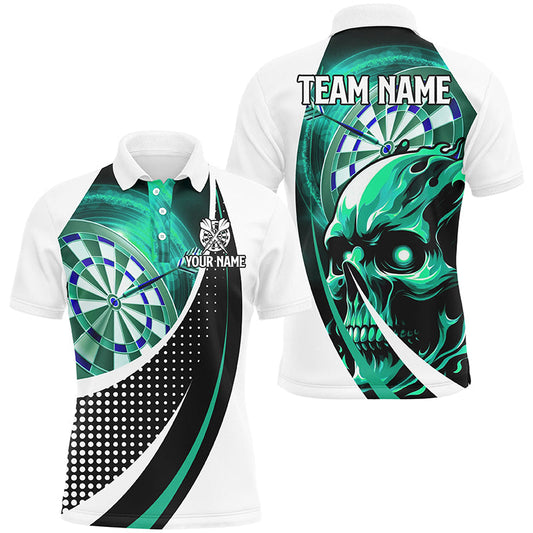 Individuelles Türkises Dartbrett Skelett Dart Poloshirt Für Herren, Team Liga Darttrikot TDM2263