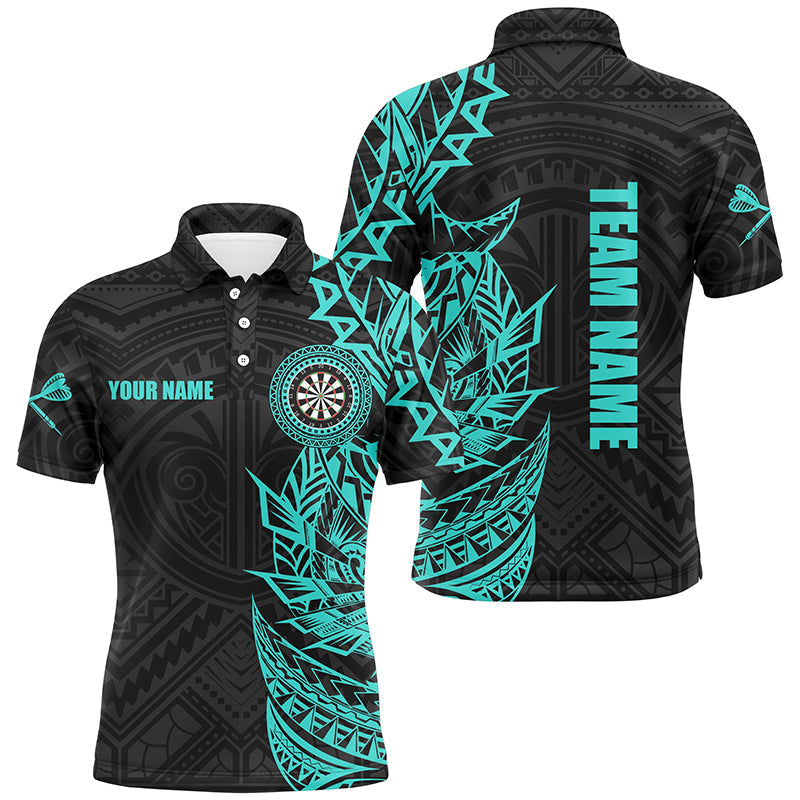 Personalisierter Türkis Tribal Darts Polo & Viertelreißverschluss Maßgeschneiderte Herren Dartshirts Darttrikots TDM2783