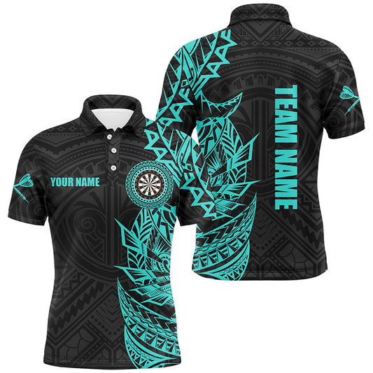 Personalisierter Türkis Tribal Darts Polo & Viertelreißverschluss Maßgeschneiderte Herren Dartshirts Darttrikots TDM2783