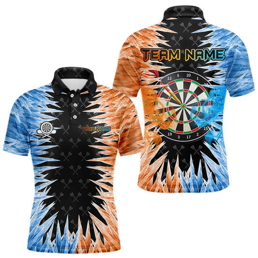 Individuelles Oranges und Blaues Dartbrett Eis Dart Poloshirt Für Herren – Darttrikots TDM3757