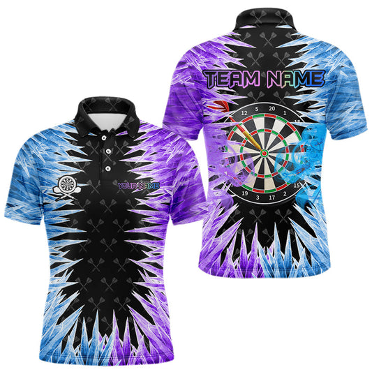 Individuelles Blaues und Lilanes Dartbrett Eis Dart Poloshirt Für Herren – Darttrikots TDM3758