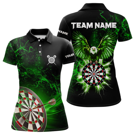 Individuelles Schwarzes Grünes Dartbrett Donner Blitz Adler Dart Poloshirt Für Herren – Darttrikot TDM3763