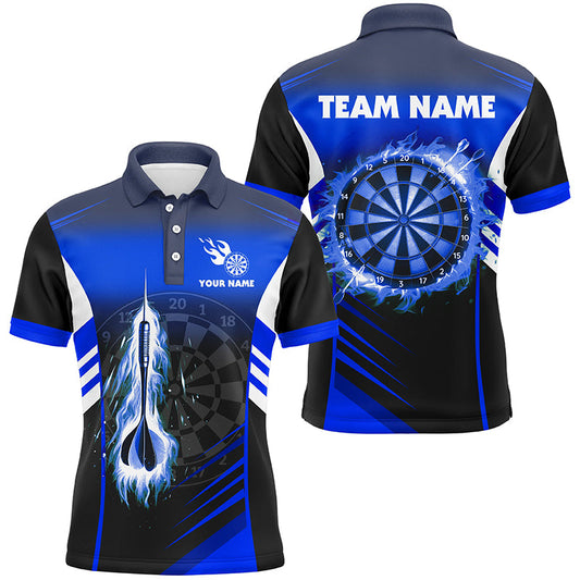 Individuelles Dart Feuer Pfeil Dart Poloshirt Für Herren, Flammen Darttrikot Blau TDM2276